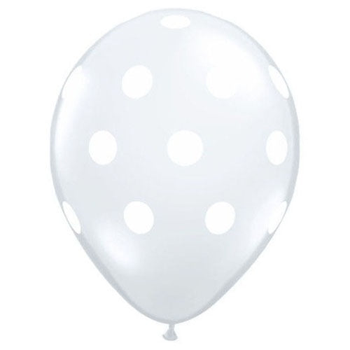 11" Print Big Polka Dots Clear Latex Balloons Pack Of 50