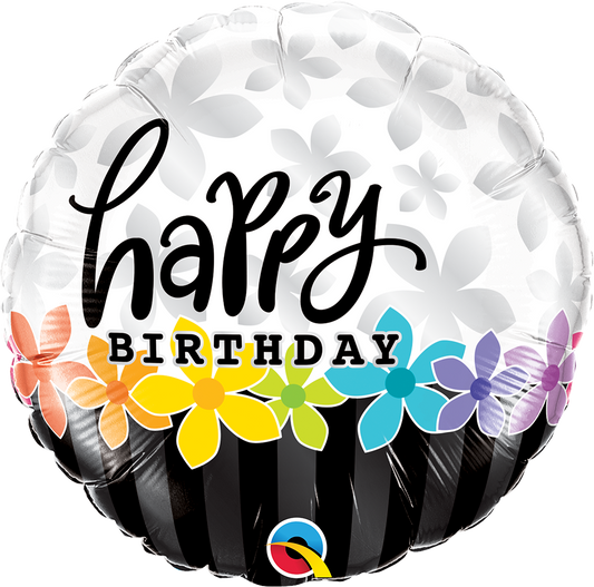 Birthday Band Of Flowers Foil Balloon 18"