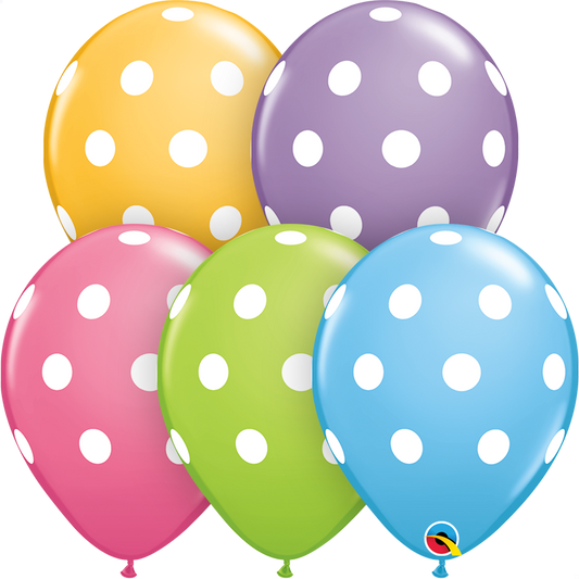 11" Print Big Polka Dots Special Latex Balloons Pack Of 50