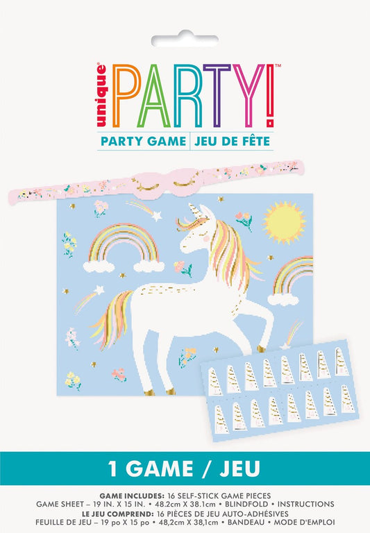 Dainty Unicorn Party Game for 16 Players – Includes Poster, Stickers & Blindfold