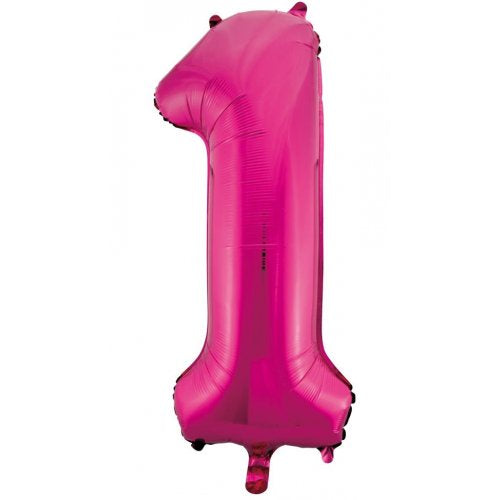 LARGE FOIL NUMBER BALLOON 34"(86CM) MAGENTA 1 ALPEN