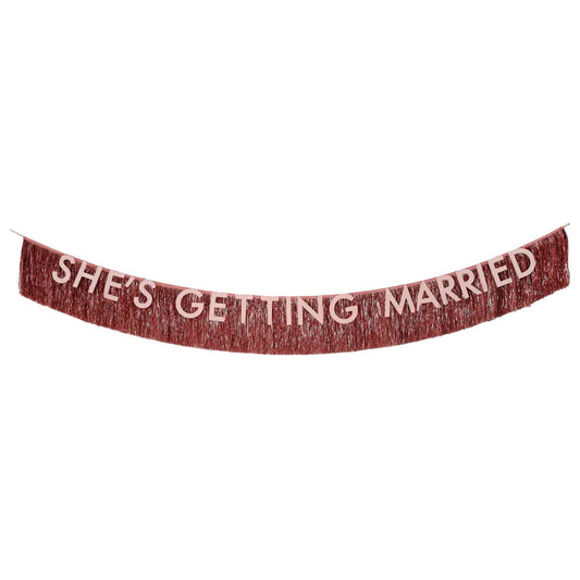 Drunk in Love Bunting - Hot Pink "She's Getting Married" Fringe Garland for Bachelorette & Hen Parties (1.8m)