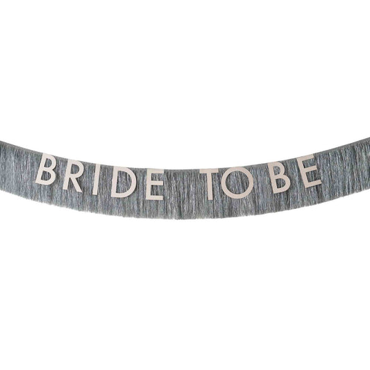 BRIDE TO BE Bunting Garland - 2.15m Pearlised Fringe Banner for Bridal Shower Decorations