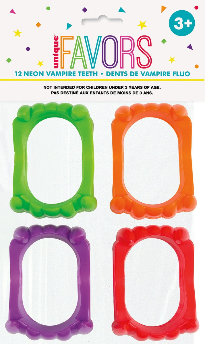 12 NEON VAMPIRE TEETH