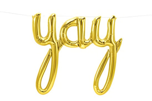 Gold Script YAY Foil Balloon 45in Party Celebration Decoration