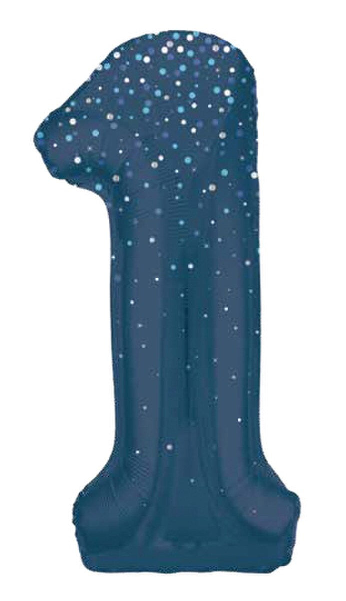 Glitz Blue "1" Numeral Foil Balloon 86cm (34")