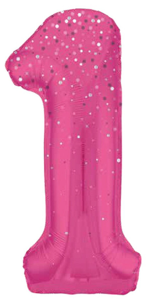 Glitz Pink "1" Numeral Foil Balloon 86cm (34")