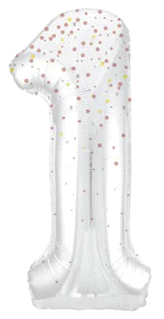 Glitz White With Rose Gold Fleck "2" Numeral Foil Balloon 86cm (34")