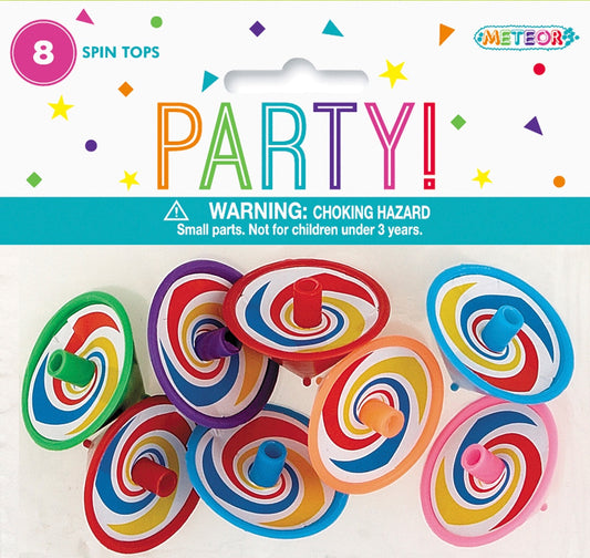 PARTY FAVORS - 8 SPIN TOPS