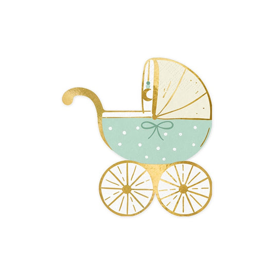 Gender Reveal “It’s a Boy” Stroller Shaped Napkins – 28 x 30cm Unfolded, Pack of Napkins