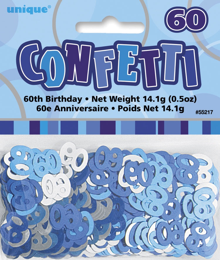 60TH Birthday Scatters Silver and Blue
