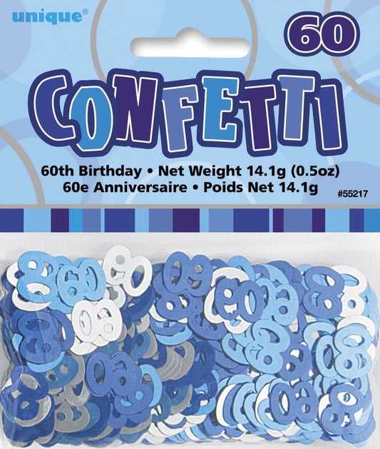 60TH Birthday Scatters Silver and Blue