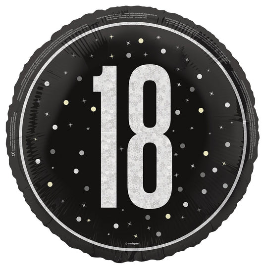 Black "18" 45cm (18") Foil Prismatic Balloon Packaged