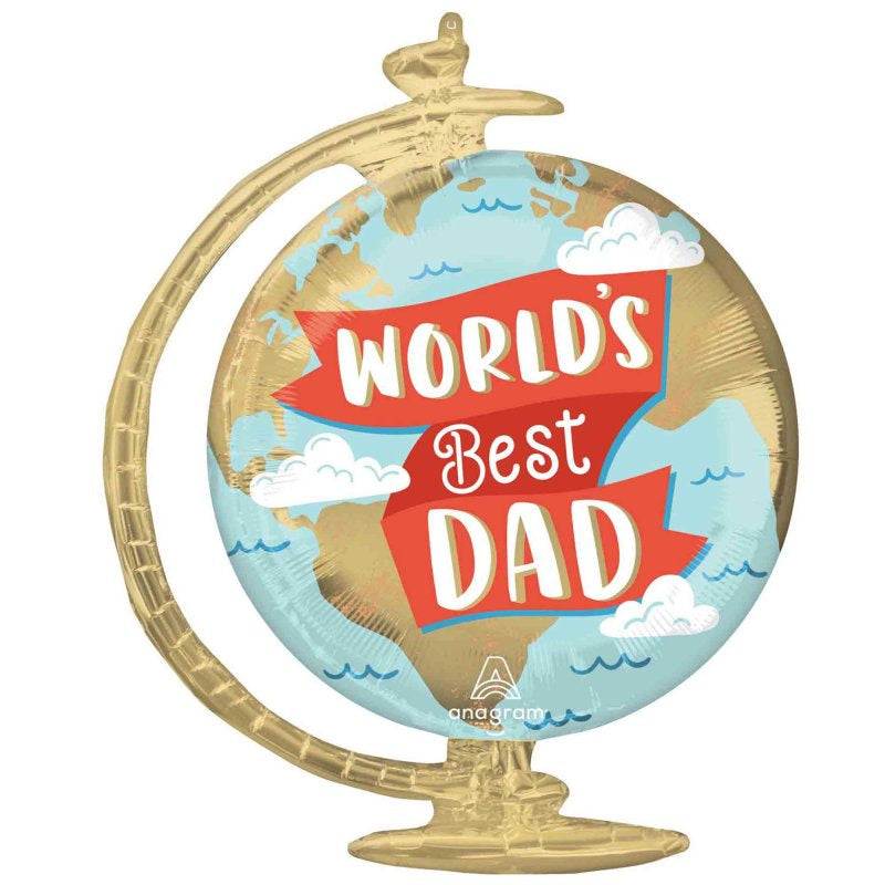 World's Best Dad Globe Supershape Foil Balloon 58cm