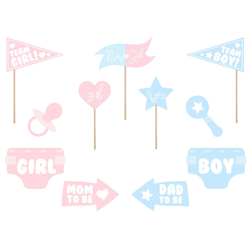 Gender Reveal Photo Props – Pack of 11 (29.5 × 8.5 cm to 27 × 19 cm)