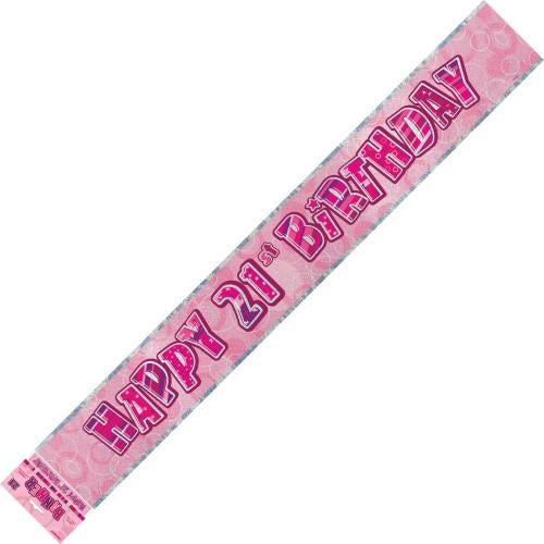 GLITZ PINK FOIL BANNER 21ST BIRTHDAY