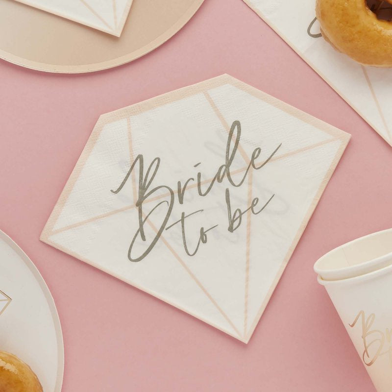 Bride to Be Diamond Shaped Napkins Pack of 16