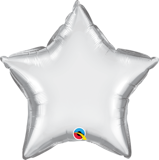 CHROME SILVER PLAIN STAR FOIL BALLOON 20inch(50CM)