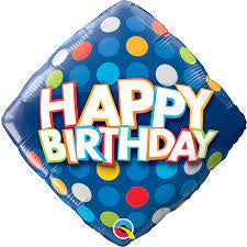 BDAY BLUE & COLORFUL DOTS FOIL BALLOON 18''