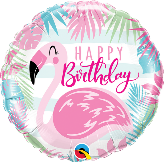 HAPPY BIRTHDAY PINK FLAMINGO FOIL BALLOON 18"