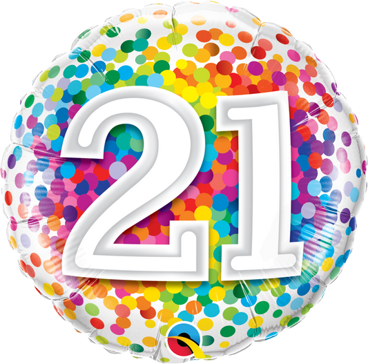 Foil Balloon 18"(45cm) Rainbow Confetti #21