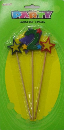 3 PIECE NUMBER CANDLE SET '2'