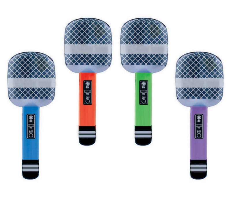 Inflatable Microphones Assorted Colours Pack of 4