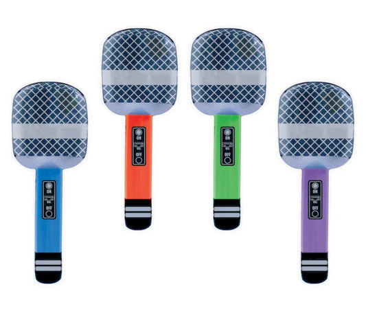 Inflatable Microphones Assorted Colours Pack of 4