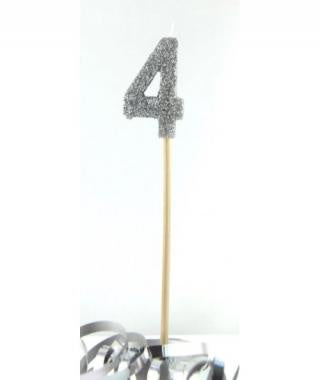 Silver Glitter Long Stick Candle #4