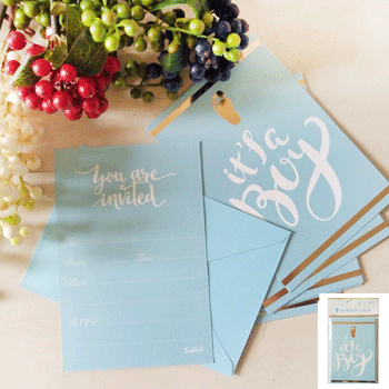 Baby Shower Boy Blue Postcard Invitations Pack Of 8