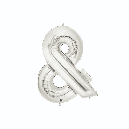 LARGE FOIL BALLOON AMPERSAND SILVER - &