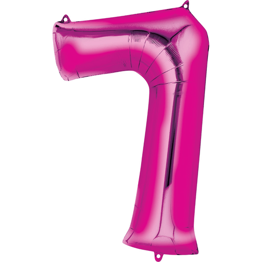 Large Foil Number Balloon 34"(86cm) Hot Pink 7