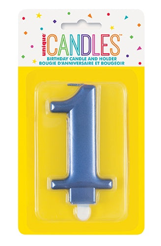 Metallic Blue Birthday Candle - Number 1