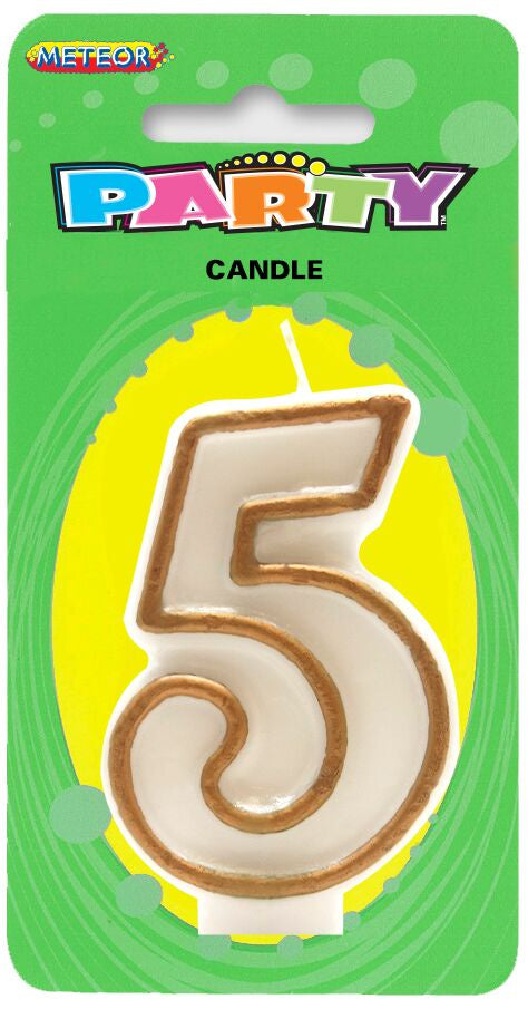 Number Candle Gold Detail '5'