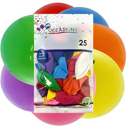 OCCASION BALLOON STD (30CM) PACK 25 - ASSORTED