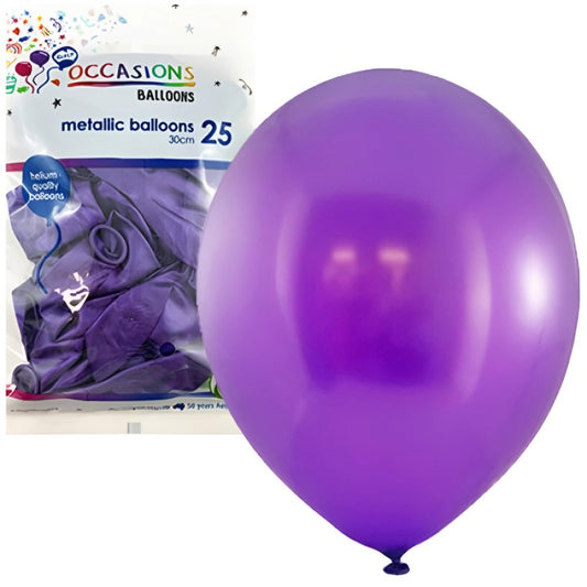 OCCASION BALLOON MET (30CM) PACK 25 - PURPLE
