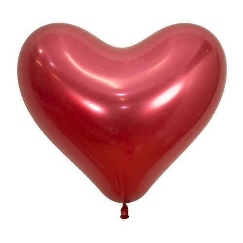 Latex Balloon 35cm Heart Reflex Crystal Red Pack of 50
