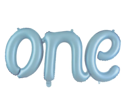 ONE Script Matt Pastel Blue 41x19in +Straw&Ribbon Pack 1