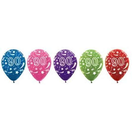 Sempertex 90th Birthday Printed Latex Balloons 12in / 30cm Pack of 50