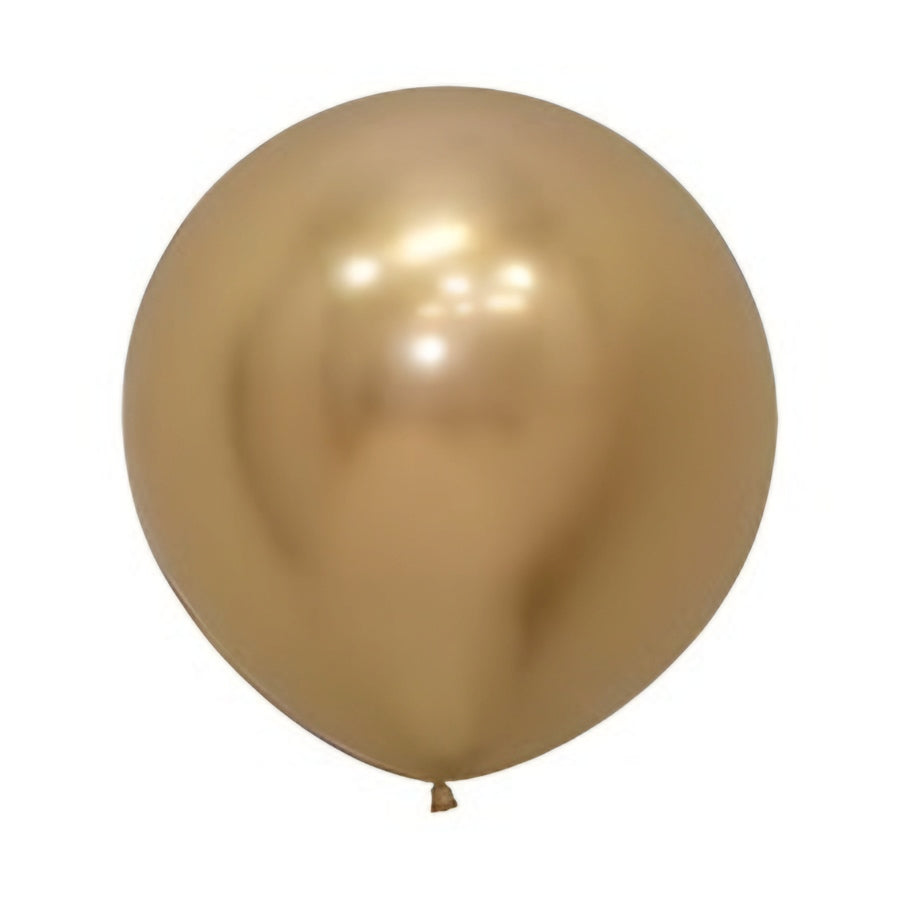 2ft Reflex Gold Round Latex Balloons 24in / 60cm Pack of 3 Party