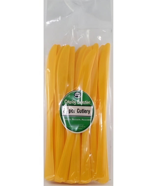 Yellow Plastic Knives Pack of 20 Party Cutlery