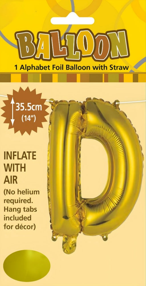 Alphabet Foil Balloon 35cm (14inch) Gold D