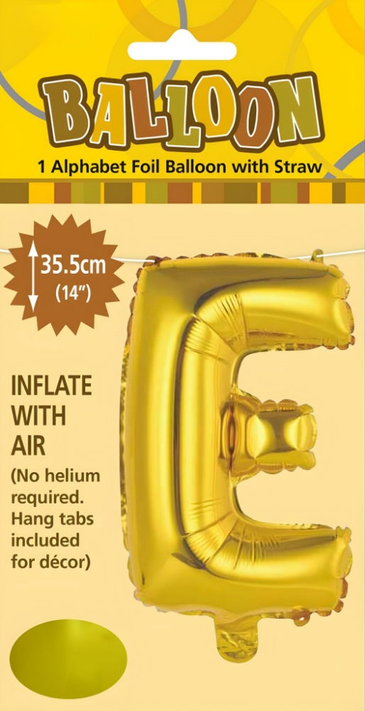 Alphabet Foil Balloon 35cm (14inch) Gold E