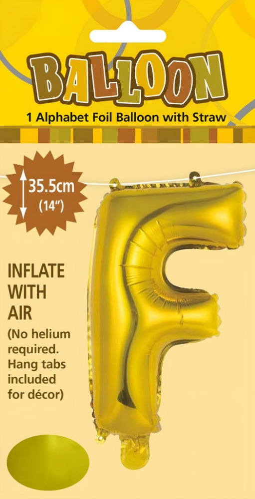 Alphabet Foil Balloon 35cm (14inch) Gold F