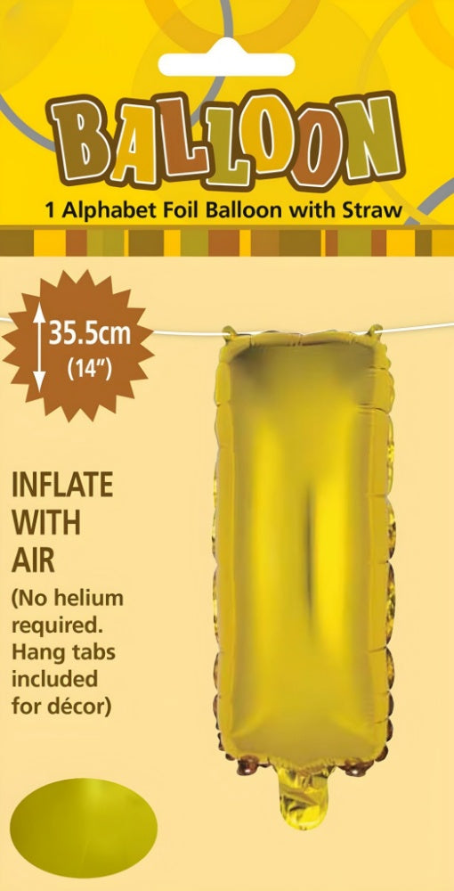 Alphabet Foil Balloon 35cm (14inch) Gold I