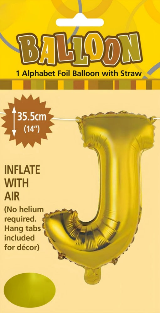 Alphabet Foil Balloon 35cm (14inch) Gold J