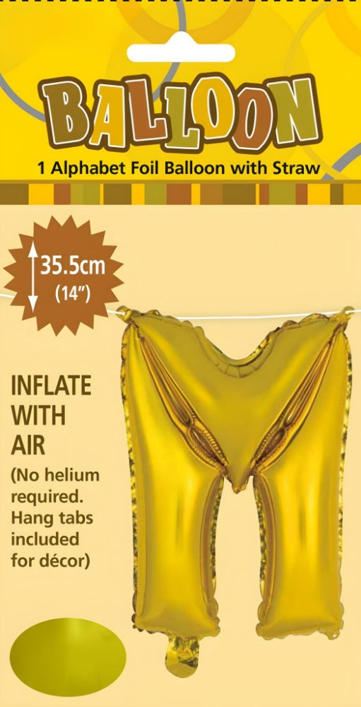 Alphabet Foil Balloon 35cm (14inch) Gold M