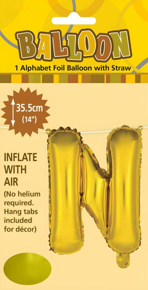 Alphabet Foil Balloon 35cm (14inch) Gold N