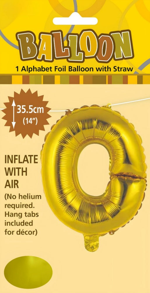 Alphabet Foil Balloon 35cm (14inch) Gold O