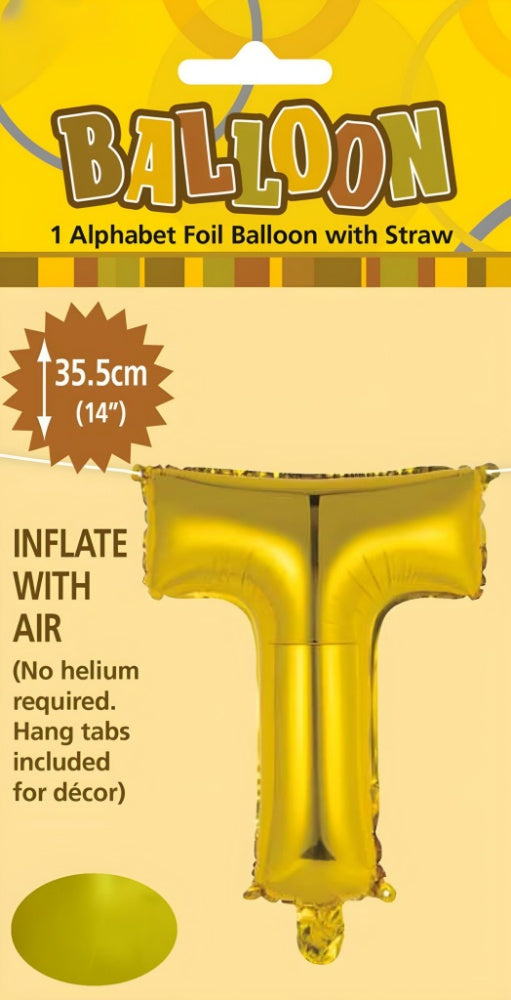 Alphabet Foil Balloon 35cm (14inch) Gold T